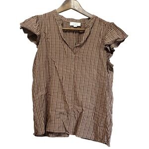 Loft short sleeve blouse top size xsmall‎ plaid print